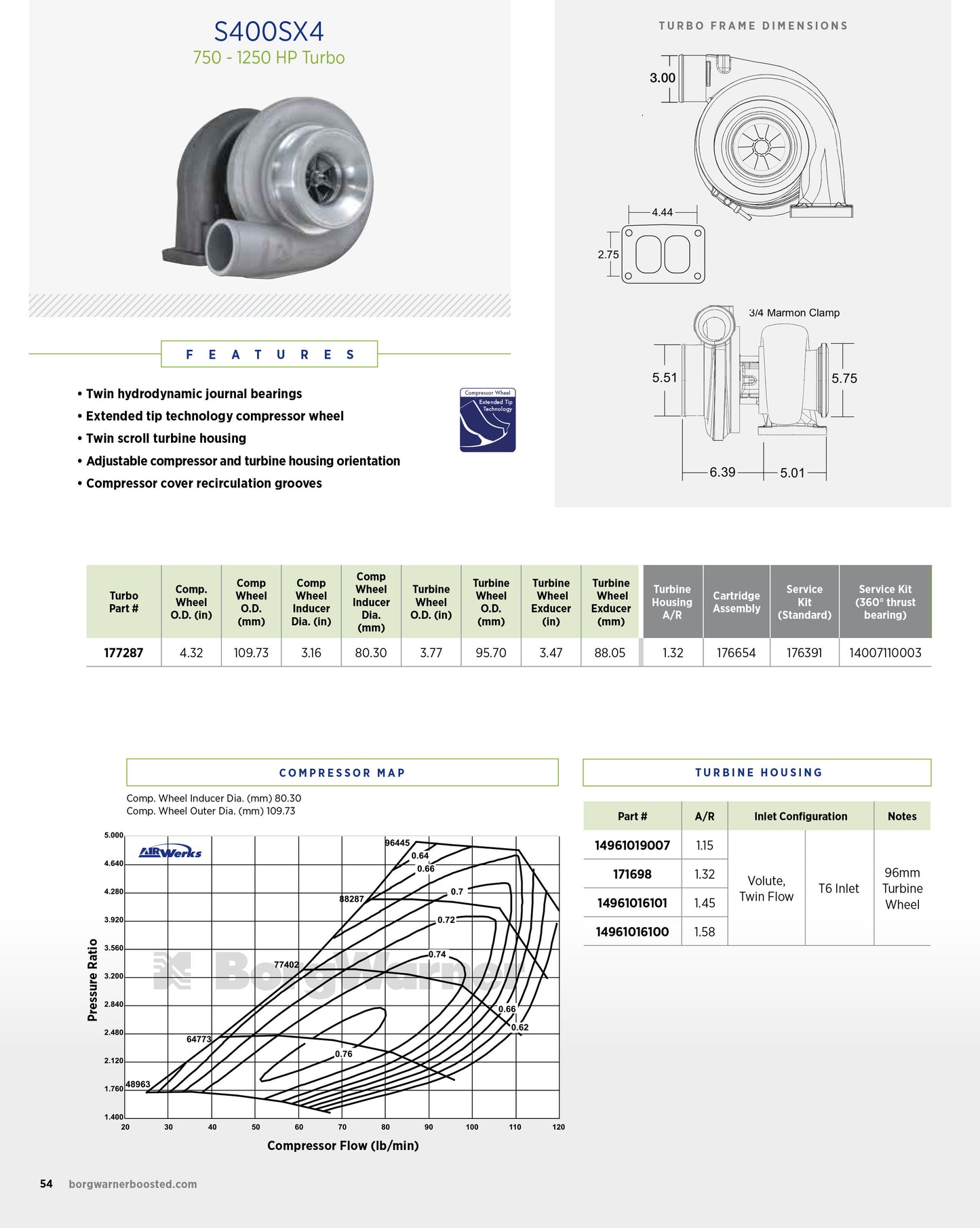 NUEVO tractor agrícola BorgWarner S400 Turbo John Deere 6125H 12.5L 177287