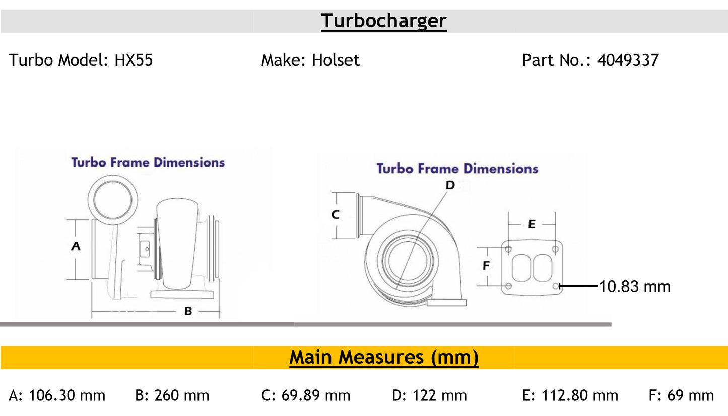 NEW OEM Holset HX55 Turbo Volvo Truck FH12 FL12 FM12 D12C 11.95L 4049337 4049338