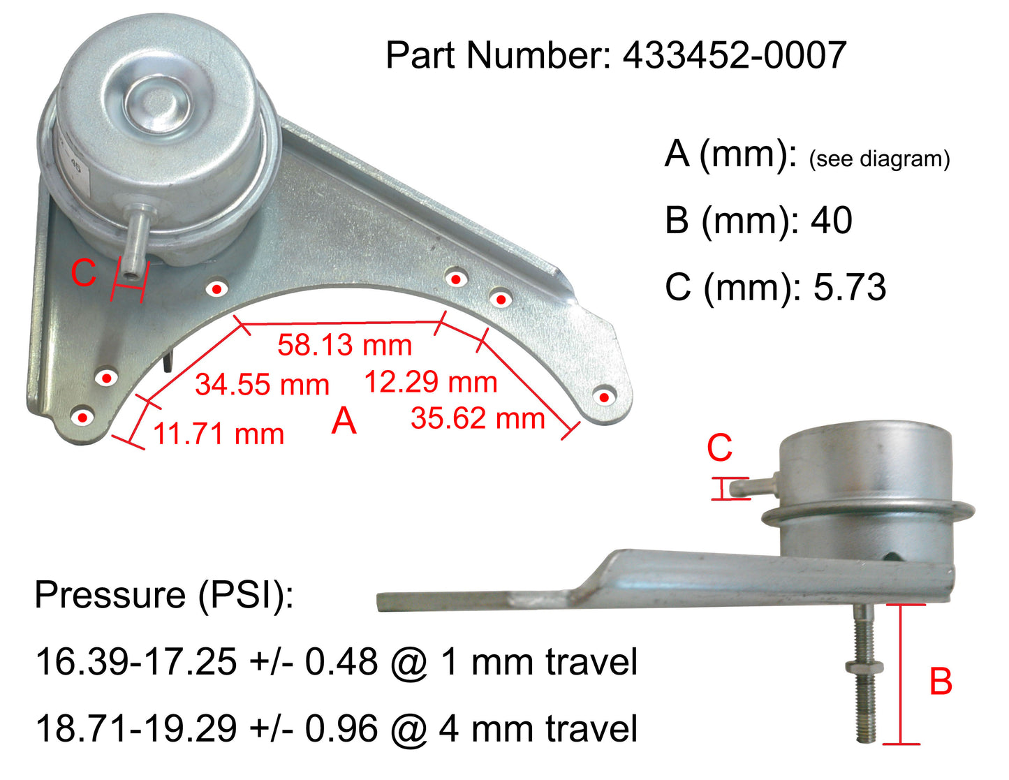 NEW Garrett GT2056 Turbo Actuator Naveco Iveco Powerdaily 8140.43S 433452-0007