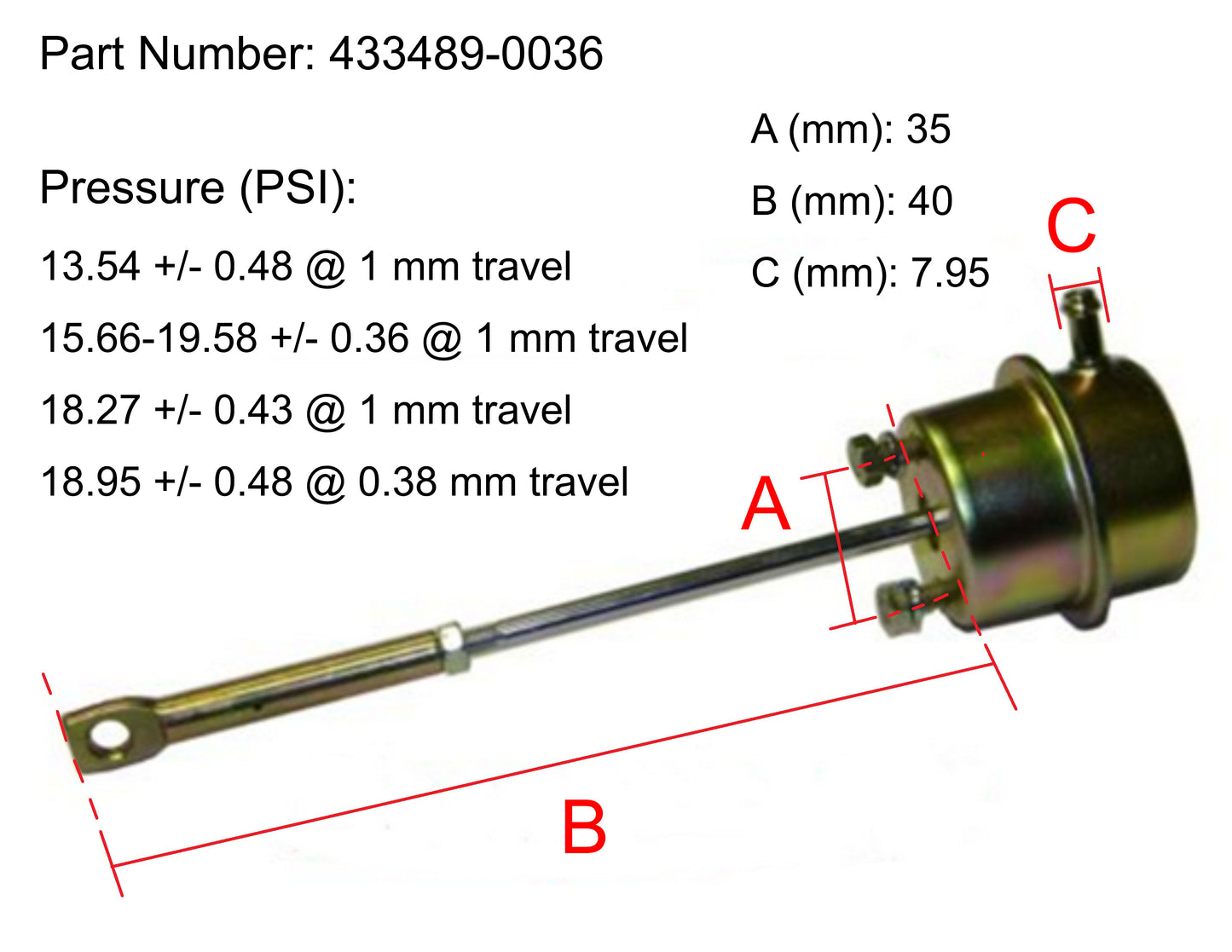 NEW OEM Garrett Turbo Actuator Dachai CA6DE2-22 XiCai CA6DE FAW 433489-0036