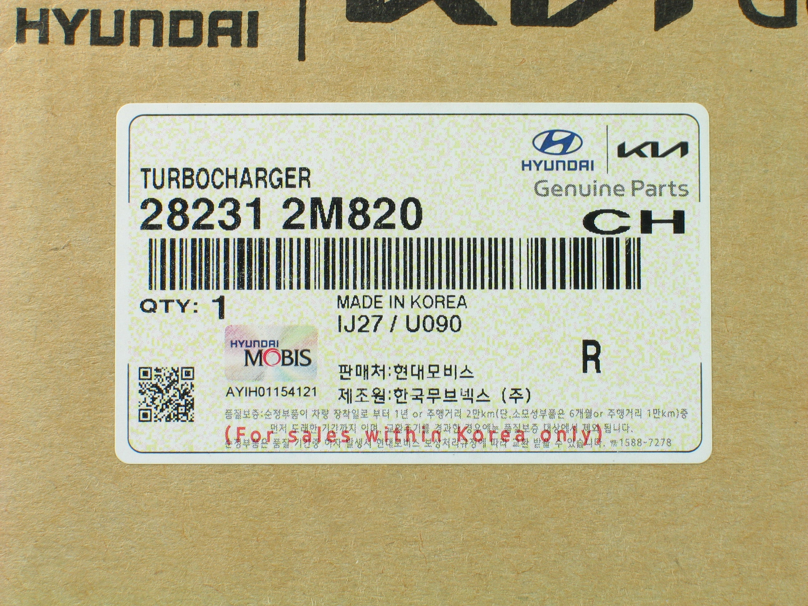 Tu/TuメロハーAOR NEW OEM BorgWarner B01G Turbo Kia 28231-2M820 16379700422