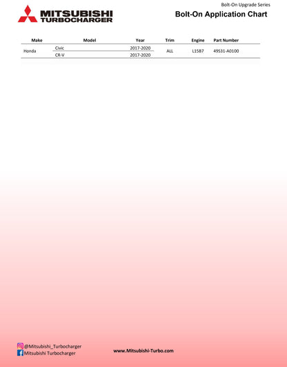 NEW Mitsubishi TD03LL1 Upgrade Turbo Honda Civic Si CR-V L15B7 1.5L 49S31-A0100