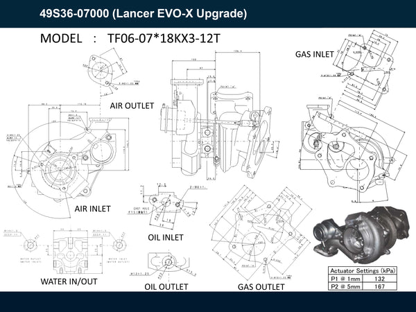 Nuevo OEM Mitsubishi TF06 Turbo Lancer Evolution X 4B11 2.0L Gas 49S36-07000