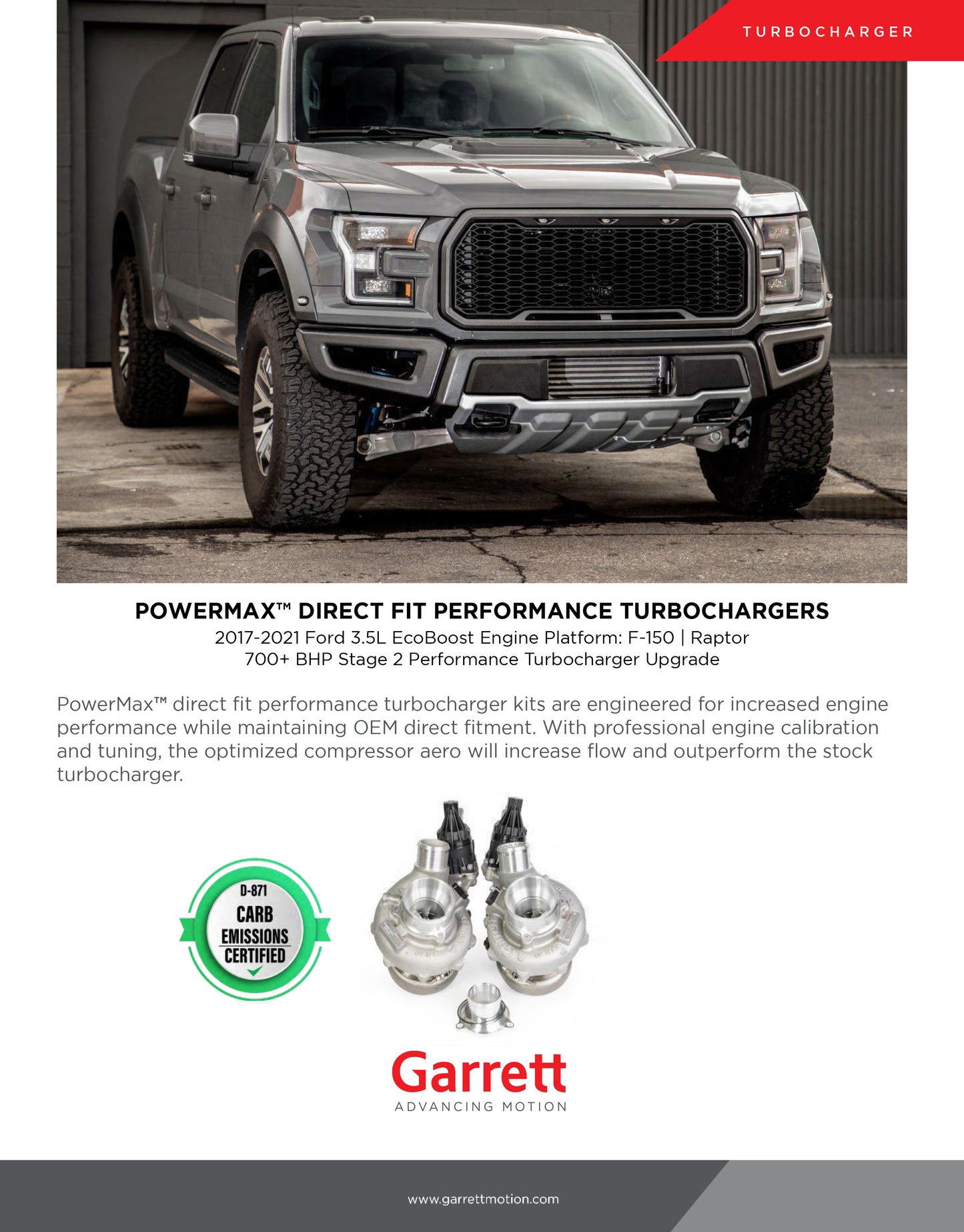 NEW OEM Garrett GT2260S Turbo Ford F-150 Raptor Truck EcoBoost 3.5L 911984-5003