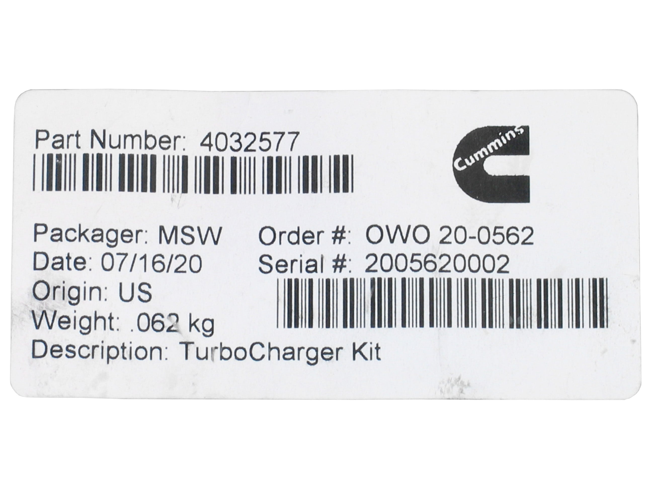 NEW OEM Holset HX40 Turbo Cummins 4089816 4035782 4035781