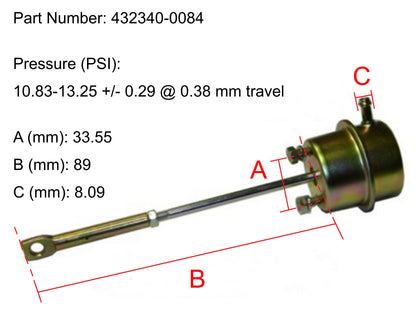 NUEVO actuador turbo TBP4 Garrett Dachai Xichai Yuchai CA6SF2 Perkins 432340-0084