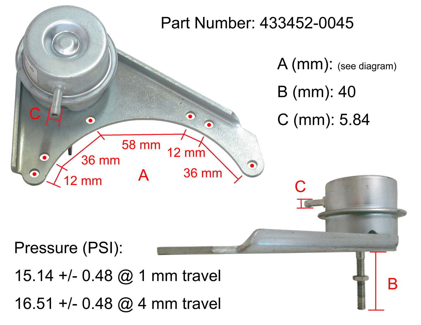 NUEVO OEM Garrett Turbo Actuador Iveco Bus 2.8L SOFIM8140.43C Diesel 433452-0045