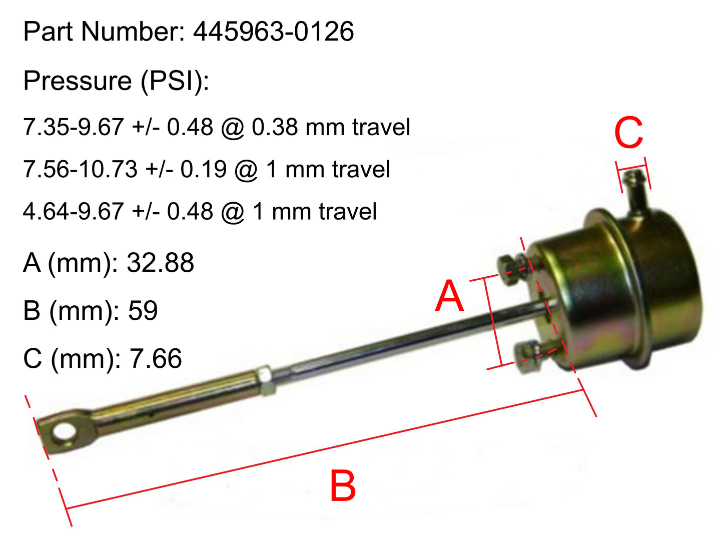 NUEVO OEM Garrett Turbo Actuador Shangchai D6114CNG Yuchai YC6112CNG 445963-0126