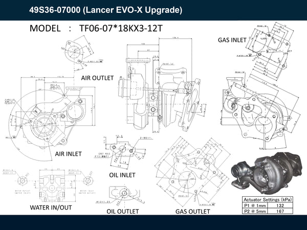 NEW OEM Mitsubishi TF06 Turbo Lancer Evolution X 4B11 2.0L Gas 49S36-07000