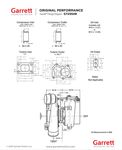 NEW Garrett GT2554R Turbo Universal T25 1.4L-2.2L Dual Ball Bearing 836023-5001