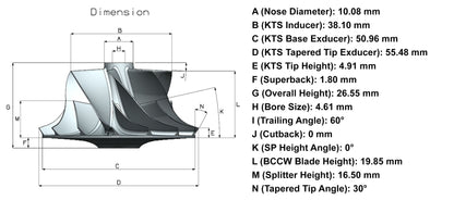 NUEVA rueda de compresor K03 Turbo Billet Audi VW 1.8L-5V junto con MFSK309C